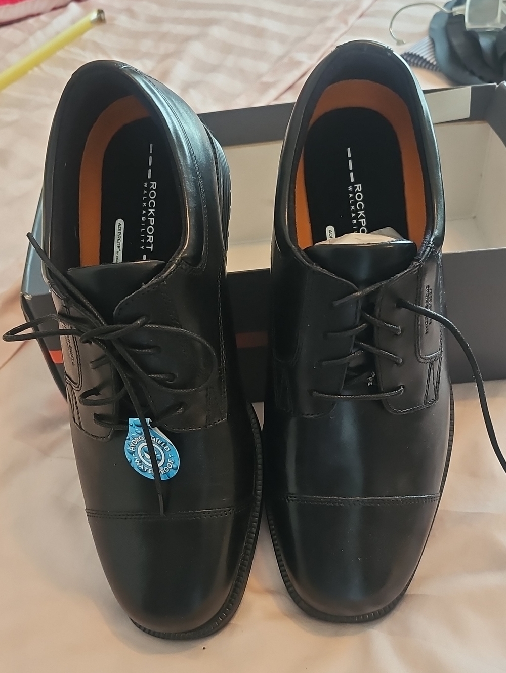 Rockport Black Leather Lace-Up Oxfords for Men